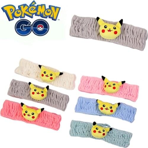 Pokemon Pikachu Hair Band Wash Face Elastic Elastic Hair Band The Same Hair Accessories Wholesale Wash Hair Clip Sweet Headwear