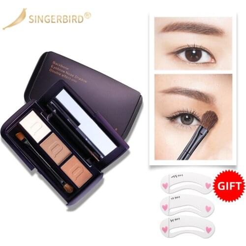 SINGERBIRD 3in1 Backbone Eyebrown Nose Shadow Double Eyebrow Powder Shadow Eyebrow Powder Palette Eye Brow Waterproof Make Up