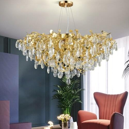 Modern Luxury LED Crystal Chandelier for Living Room Gold Luster Hanging Lamp Bedroom Dining Room Chandeliers Indoor Lighting
