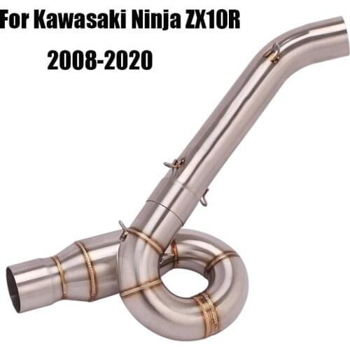 For Kawasaki Ninja ZX10R 2008-2020 Exhaust System Elbow Link Pipe Middle Mid Tube Escape Connecting Section Slip On Motorcycle