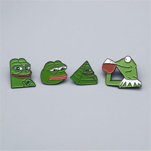 Hilarious Frog Pepe Brooch Lovely Enamel Metal Badge Fans Friend Jewelry Gift Jacket Cowboy Backpack Accessories Pin