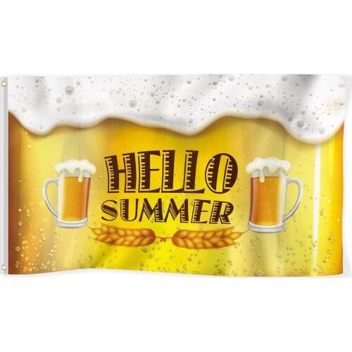 Hello Summer Flag Banner Decorations Beer Wheat Yard Sign Party Supplies Holiday Decoration Cool Funny Flags Welcome House