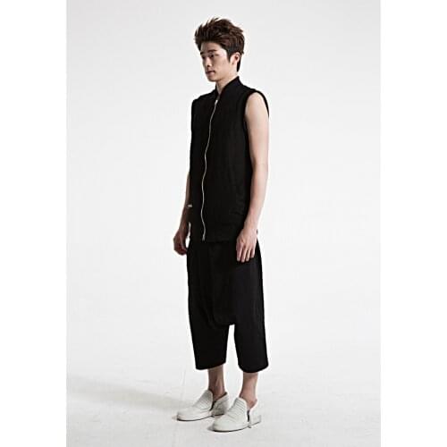 Stand collar waistcoat mens thin jacket Korean black zipper vest summer casual jacket young mans sleeveless vest