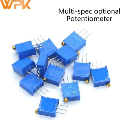 10Pcs 3296W Trimpot Trimmer Potentiometer 10R 20R 50R 100R 200R 500R 1K 2K 3K 5K 10K 20K 50K 100K 200K 500K 1M 2M 3296W-1-103LF