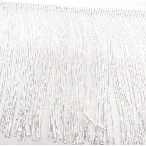10 yards White 15cm Long Fringe Lace Tassel Polyester Lace Trim Ribbon Sew Latin Dress Stage Garment Curtain DIY Accessories