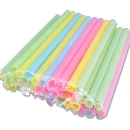 100Pcs/Set 10mm Colorful Large Drinking Straws For Bubble Smoothie Milkshake Party Smoothies Bar Accessories