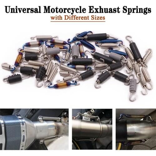 2PCS Universal Stainless Steel Motorcycle Exhaust Spring Hooks Front Middle Link Pipe Rotatable Metal Springs Practical Thicken