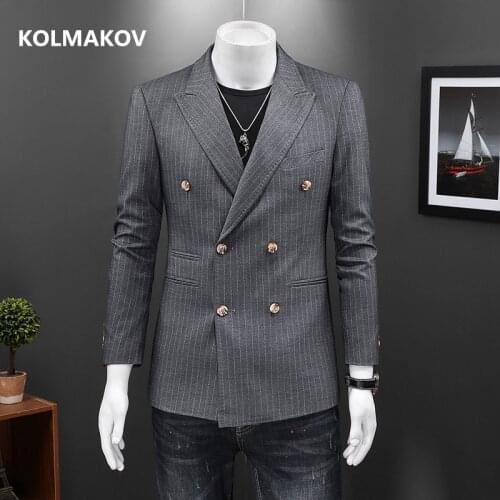 2021 new arrival Double Breasted stripe blazer high quality smart casual suits men,mens casual blazers,mens jacket size S-5XL
