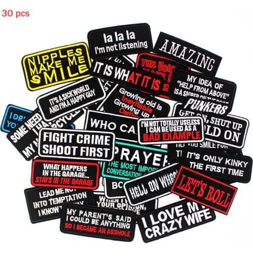 30pcs/lot Iron on Patches Embroidered Stripe on clothes badges Handmade Fabric Sticker for Jacket Jeans DIY Appliques