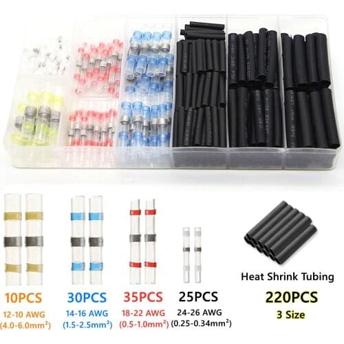 320pcs Insulated Soldering Sleeve Seal Heat Shrink Wire Splice Wire Connector Waterproof Butt Terminals Kit Assortment AWG