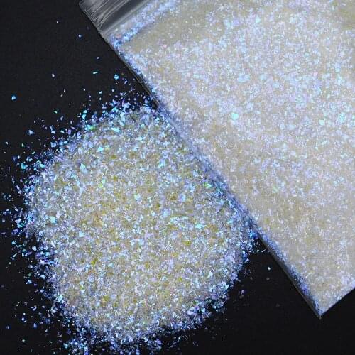 50grams)White/Pink/Blue/Yellow/Green/Purple 6 Colors Aurora Glitter For Nail Art 1-2mm Irregular Holographic Glitter Nails#PD51
