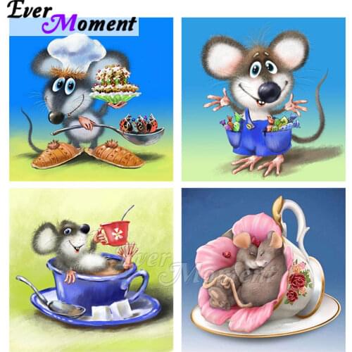 Ever Moment Diamond Painting Cartoon Mouse Animal Paint By Diamond Wall Art Decoration For Giving Embroidery Resin Drill ASF2239