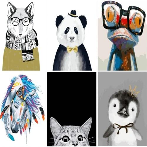 Frameless DIY Painting By Numbers Panda Wolf Mr. animal Kits Coloring By Numbers Unique Gift Home Wall Art Decor 40x50 Artwork