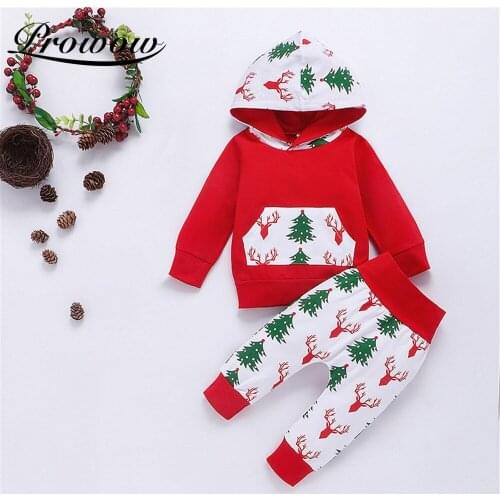 Prowow 2021 Baby Christmas Costume Fawn Printing Baby Girls Clothes Set Feastival Kids Newborns Clothing Winter Infant Outifts
