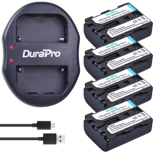 DuraPro 4pcs NP-FM50 NP FM50 FM50 Rechargeable Li-ion Batteries + Dual USB Charger For Sony NP-FM51 NP-QM50 NP-FM30 NP-FM55H