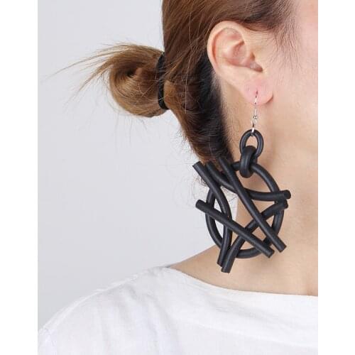 JID Retro Black Drop Earrings 2021 Trend Women Designer Jewelry Geometric Large Big Gothic Earrings Fashion Party Gift For Mom