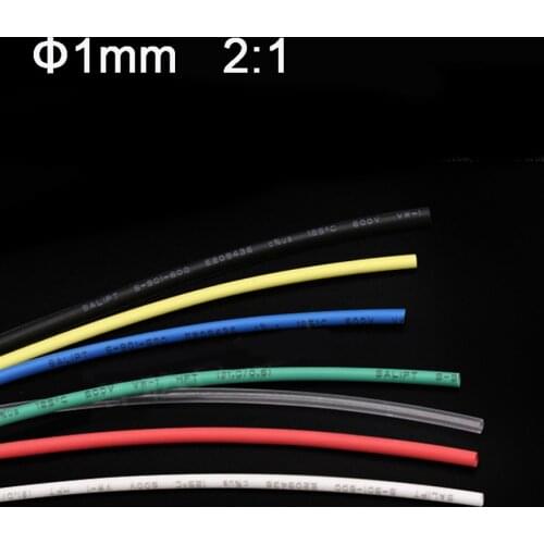 Φ1mm 2:1 Heat Shrink Tube Shrinkable Heatshrink Tubing Electrical Wire Sleeve Black/White/Red/Green/Blue/Transparent/Yellow