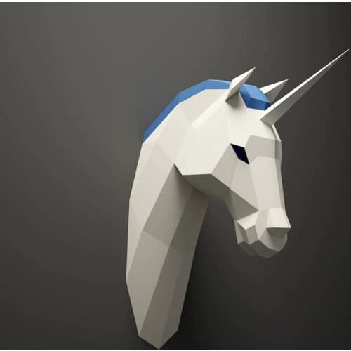 50cm Unicorn Geometry Paper Model Living Room Decoration Wall Hanging DIY Paper Cutting Puzzles Educational Papercraft