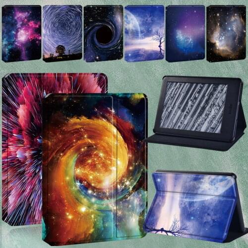 For Amazon Kindle 8th 2016/10th 2019/Paperwhite 1/2/3/4 Printing Pattern Star Space Series Tablet Protective Stand Cover + Pen