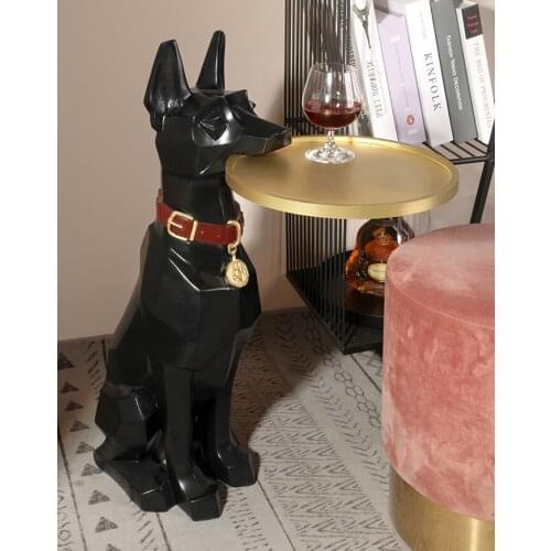 Nordic creative home decoration accessories TV cabinet sofa corner storage tray Light luxury resin Big Dog floor shelf decor