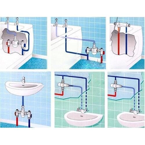 Brass G1/2 Male 3 Way Thermostatic Mixing Valve Shower Water Control Temperature A2Y9