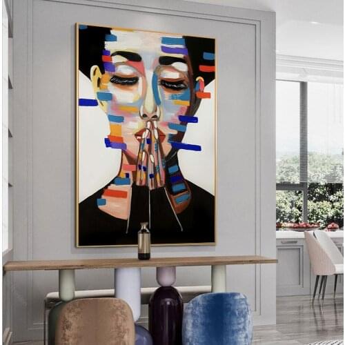 Praying Woman Modern Art Paintings Print On Canvas Art Posters And Prints Graffiti Art Absract Girl Nordic Pictures Home Decor