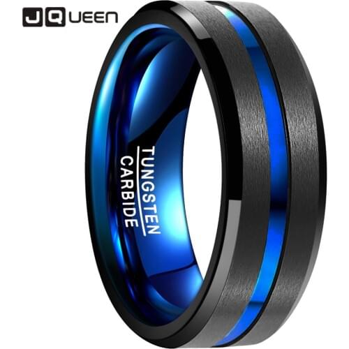 Mens 8mm Tungsten Carbide Ring Blue Purple Tungsten Steel Ring Beveled Edge Wedding Band Size 4-17 Comfort Fit hot sell