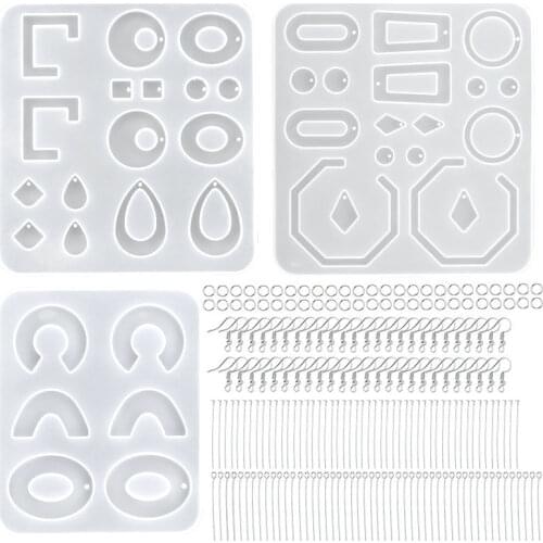 A SET Epoxy Earring Mold Kits Silicone Epoxy Mold Set Resin Casting Mold for DIY epoxy Jewelry Making Supplies Earring findings