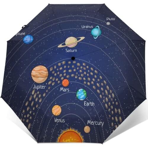 Educational Astronomy Planet Windproof Automatic Folding Inverted Umbrella Portable Paraguas for Man Woman