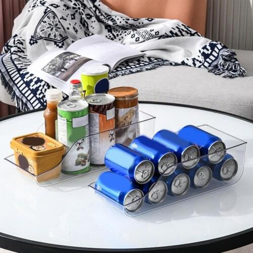 Kitchen Refrigerator Storage Box Dispenser Clear Plastic Canned Drink Holder Storage for fridge Kitchen Cabinets
