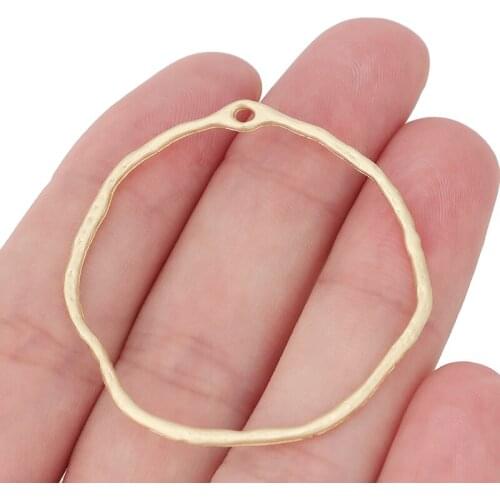 20 x Matte Gold Large Open Irregular Circle Round Charms Pendants for DIY Earrings Jewelry Making Accessories 43x43mm