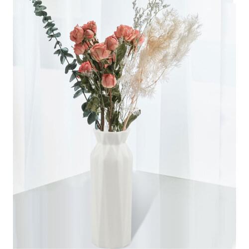 Nordic Style Simple Round Plastic Vase Elegant Dried Flower Vase Office Living Room Bedroom Home Decoration