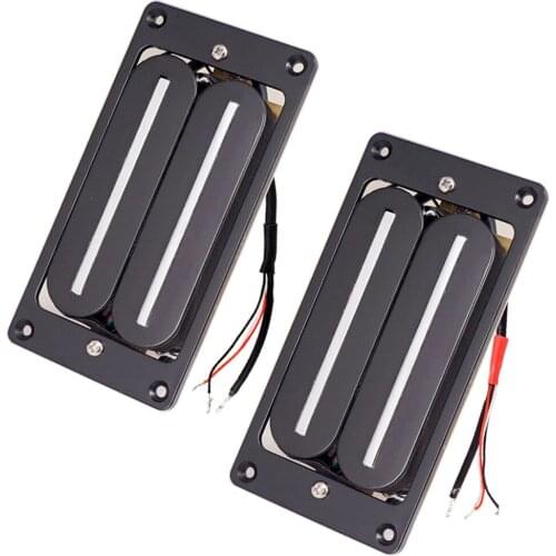 Wired Dual Rail Humbucker Pickup Neck + Bridge Pickups Set for Electric Guitar, Black