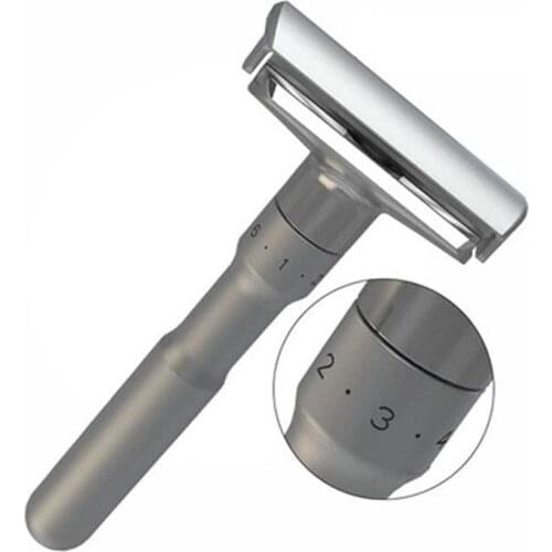 Adjustable Safety Razor Double Edge Classic Mens Shaving Mild to Aggressive 1-6 File Hair Removal Shaver it with 5 Blades