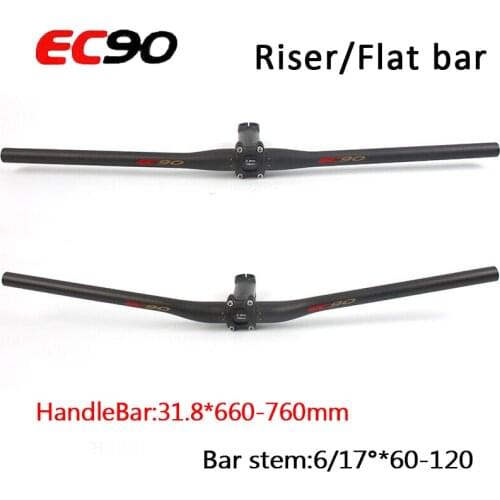 Mountain Bike Handlebars 31.8mm Carbon HandleBar Flat/Riser 660-760mm Bar Stem Cycling EC90 Seatpost Bicycle Accessories