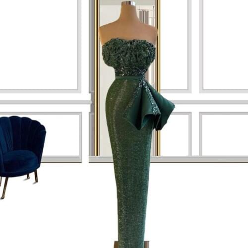 Sexy Green Prom Dresses Strapless Floor Length Cocktail Dresses Elegant Dress Women For Party robe de soirée de mariage