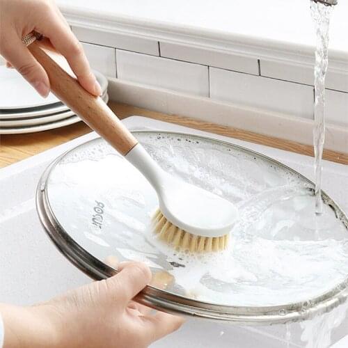 Multifunctional Kitchen Cleaning Brush With Wood Handle Pan Dish Bowl Pot Washing Brush Sink Floor Cleaning Brush Cleaning Tools