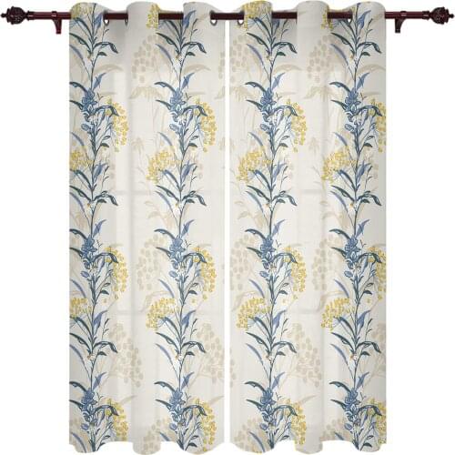 Summer Flower Plant Window Curtains Kids Room Living Room Curtain Panels Valance Curtains for Kitchen