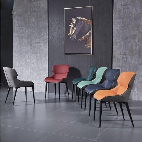 Modern minimalist dining chair leather chair Nordic luxury minimalist home restaurant hotel chair luxury dining table chair