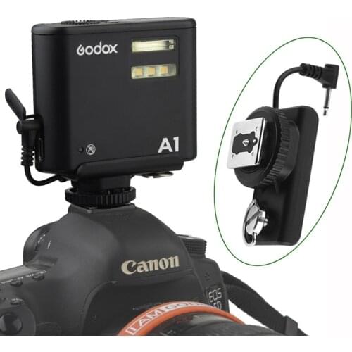 Godox Flash A1 Smartphone Light + Hot Shoe Adapter Converter Bracket for Canon Nikon Sony FUJI DSLR Mirroless Camera