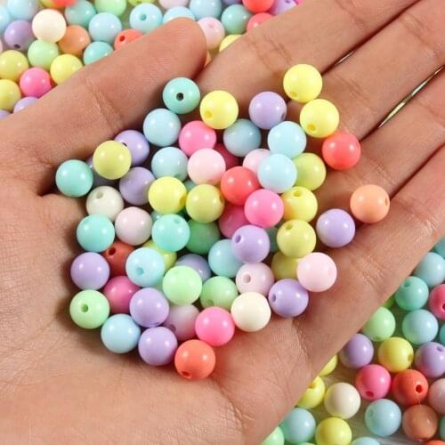 High Quality Cream Acrylic Beads Round Mixed Candy Color Loose Spacer Beads for Jewelry Making DIY Bracelets Accessories 4-12mm
