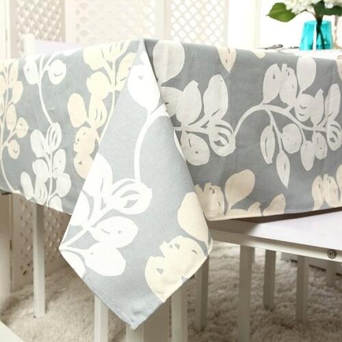 High Quality Cotton thick canvas tablecloth activity printing gray rattan leaf table cloth