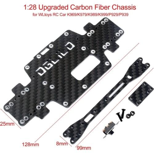 Wltoys 1:28 RC Car Spare Parts K989 Upgraded Metal Carbon Fiber Chassis for K989-01 for K969/K979/K999/P929/P939