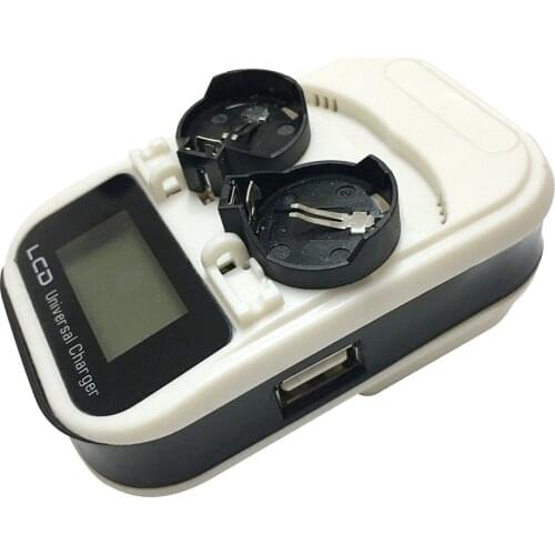 For LIR2016/LIR2025/LIR2032/ML2016/ML2025/ML2032 US Plug 2 Slot Button Battery Charger Charging Base With LCD Display Screen