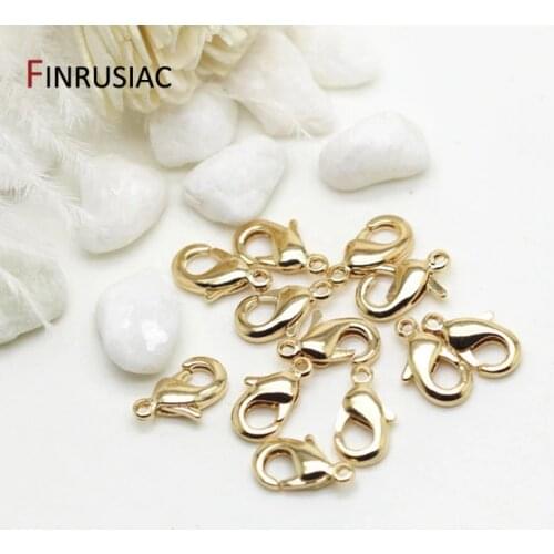 14k real gold plated 10mm 12mm Lobster clasps for jewelry making handmade DIY bracelets necklace clasp fittings