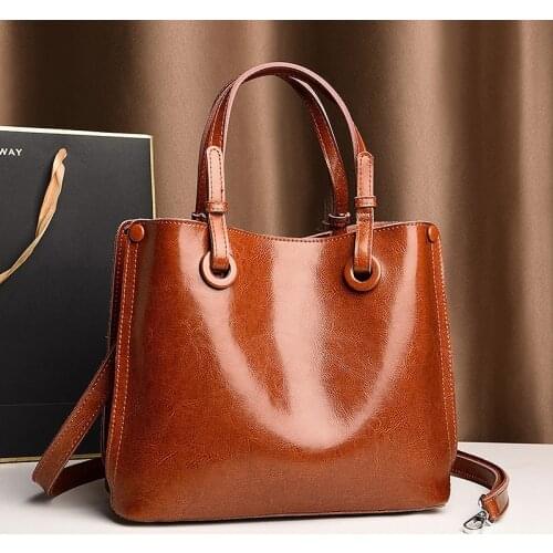 Women 100% Genuine Leather Handbag Womens Bag Designer Pure Cowhide Women Shoulder bags High Quality Large Female Messenger Bag