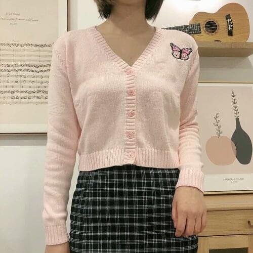 UNUTH Girls Slim Bomb Sweaters 2021 Spring-Autumn Fashion Ladies Sweet Pink Cardigans Cute Girls Chic