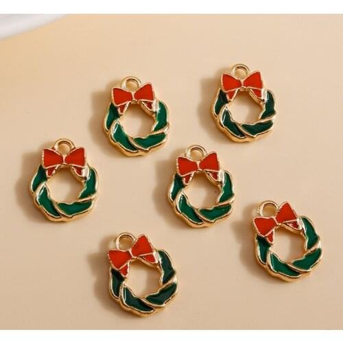 10pcs 10*13mm Cute Enamel Bowknot Charms DIY for Necklaces Pendants Earrings Making Circle Flower Charms Jewelry Accessories