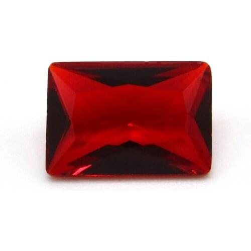 50pcs/Lot Factory Direct Price Glass Stone AAAAA Rectangle Cut 3x5mm--10x12mm Red Color Loose Gemstone
