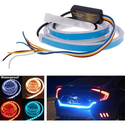 Promotion! 1.2m 12V Car Four Colors Flow Type 36 LED Car Tailgate Strip Waterproof Brake Driving Turn Signal Light